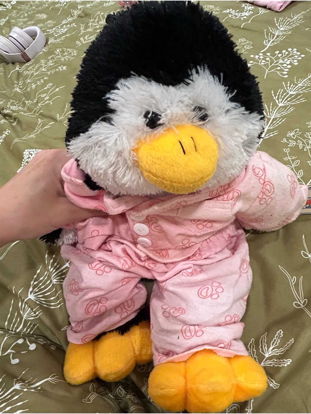 NWT Bear Factory Penguin Plush Pink Pajamas Stuffed Animal 2001 Vintage
